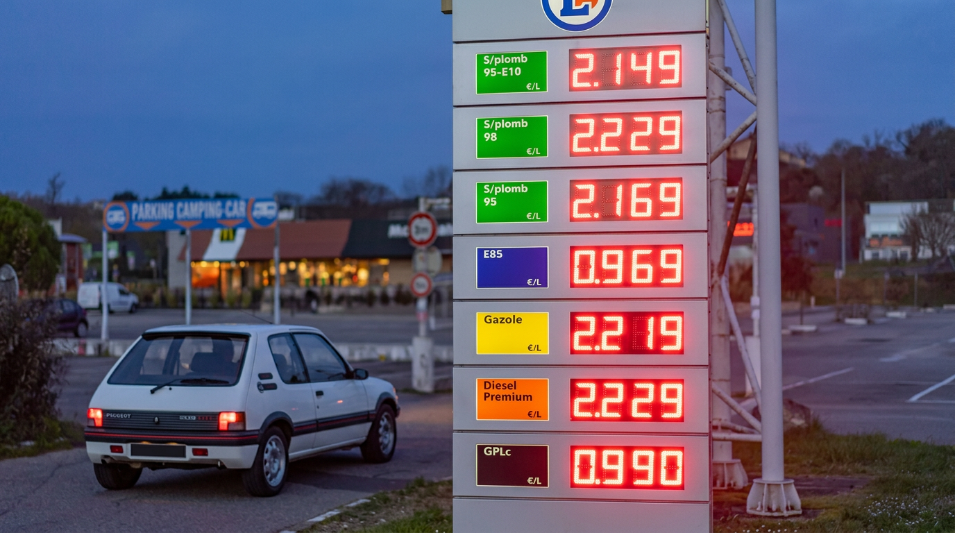 Affichage des prix des carburants dans une station-service
